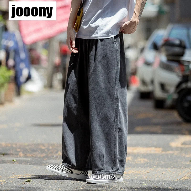Men's Jeans Hip Hop Streetwear Skateboard Neutral Denim Trousers Men Jeans Wide Leg Denim Cargo Jean Pants Loose Straight Baggy